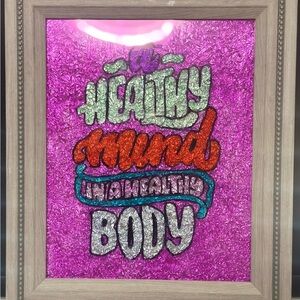 A healthy mind in a healthy body stain glass frame affect